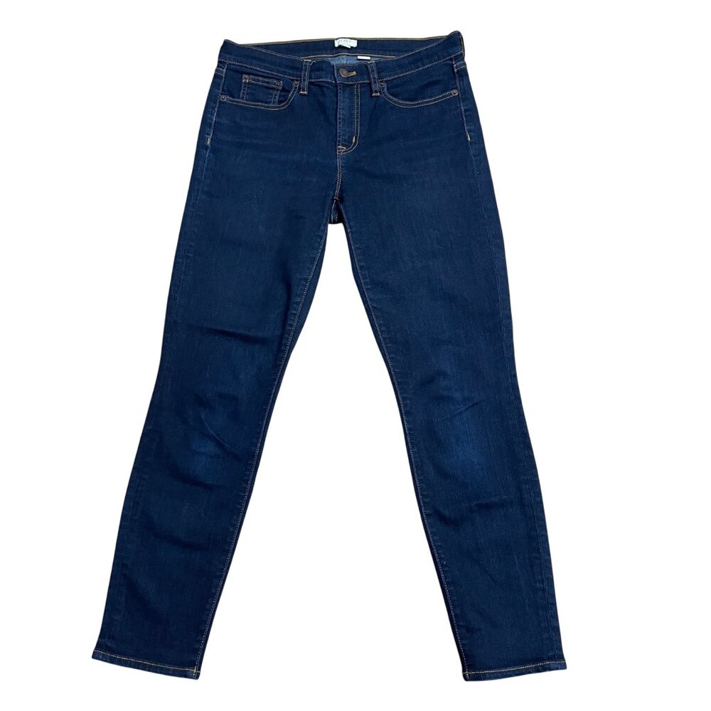 J CREW STRETCH JEANS SELVEDGE WOMENS SIZE 28 DARK WASH MID RISE SKINNY CLASSIC
